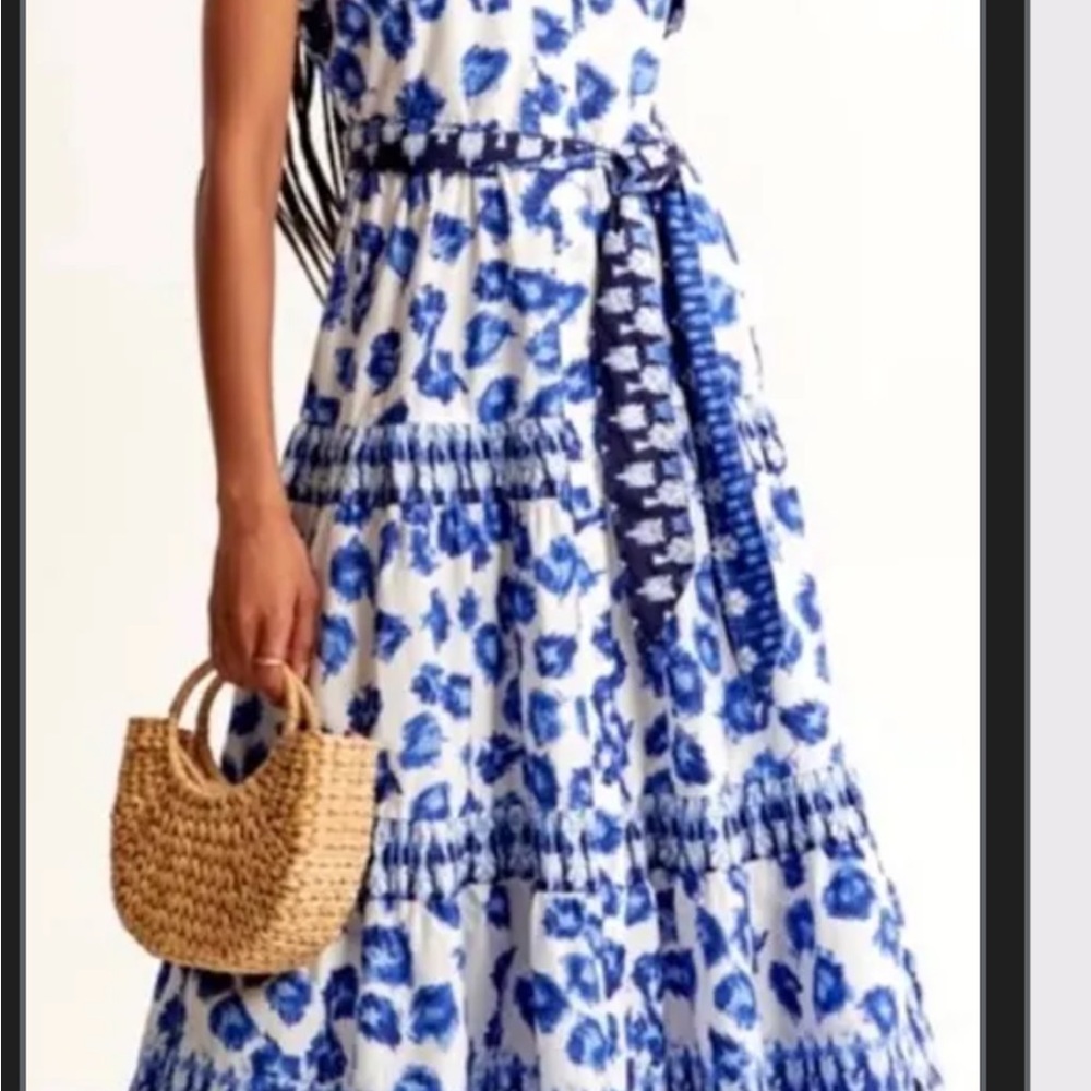 Floral Blue and White Maxi Dress